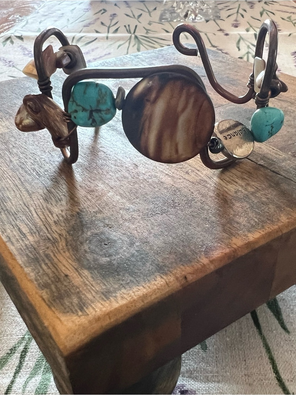Turquoise and Brown Copper  Statement Cuff Bracelet
Artisan creation
